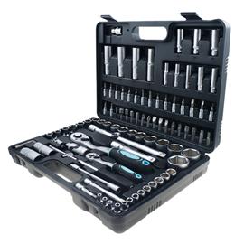 Ključevi nasadni sa prihvatom na 1/2” i 1/4” sa ručicama reverzibilnim, nastavcima, produžecima i bitovima u plastičnoj kutiji 94/1 3E HANDELS